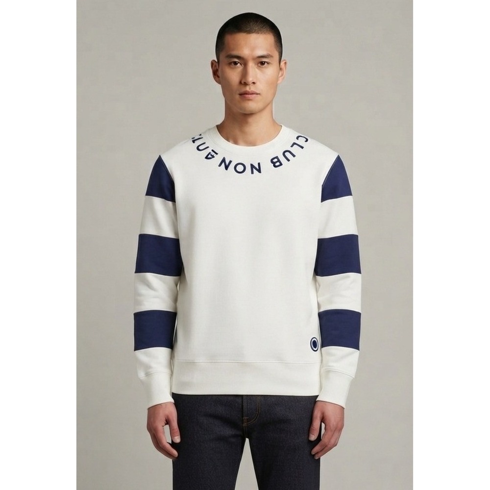 Scotch & Soda Club Nomade Sweatshirt Mens Small White Blue Striped Crewneck